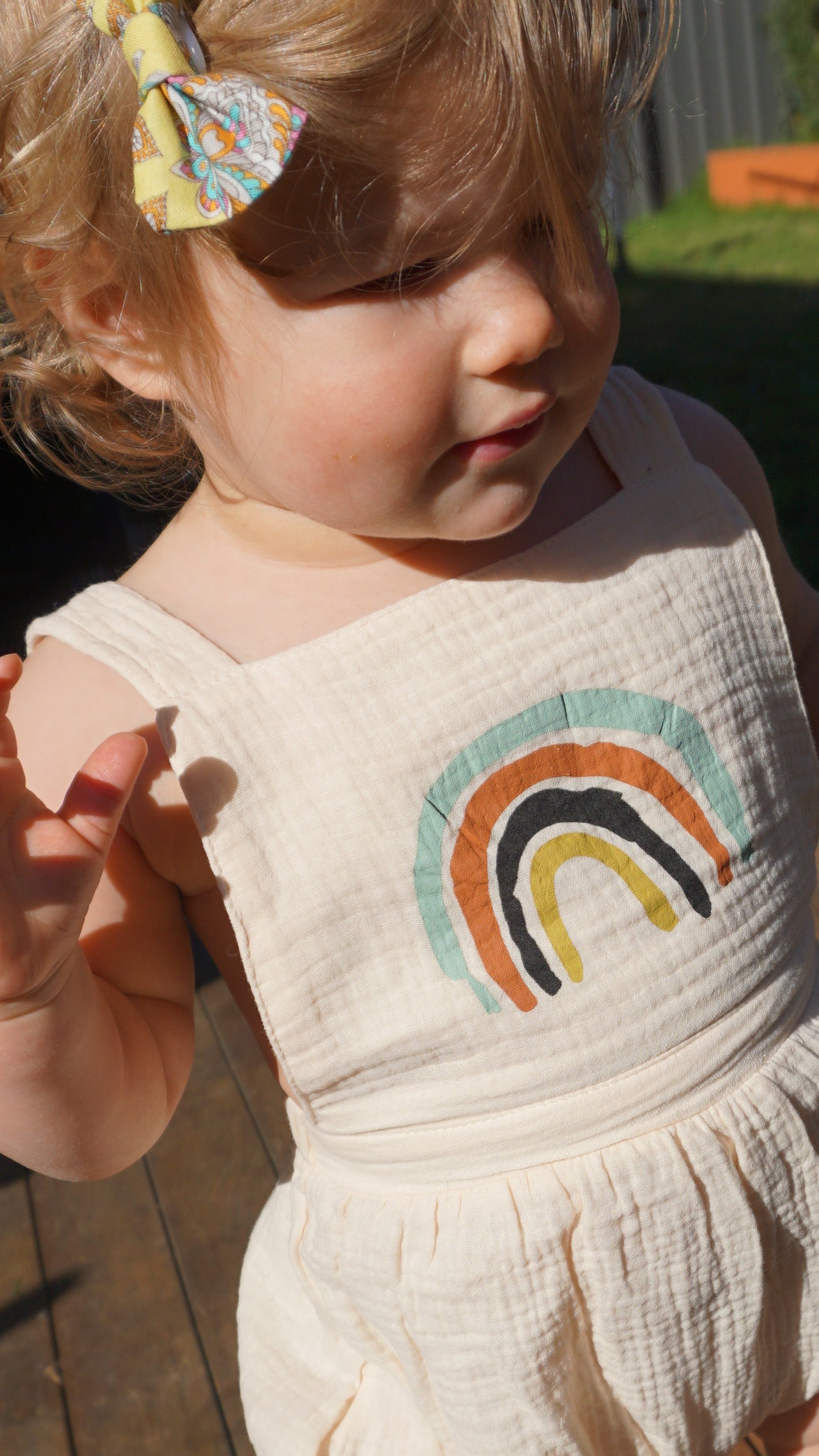 Linen rainbow romper