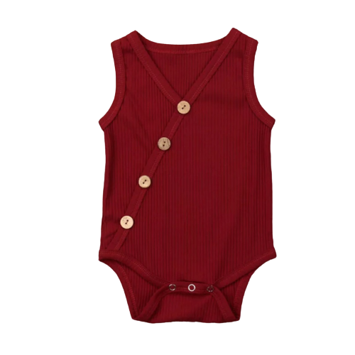 Ribbed Button Romper