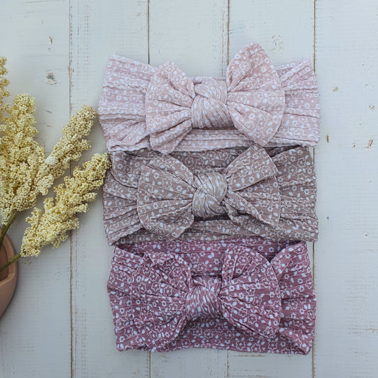 Floral textured topknot headwrap